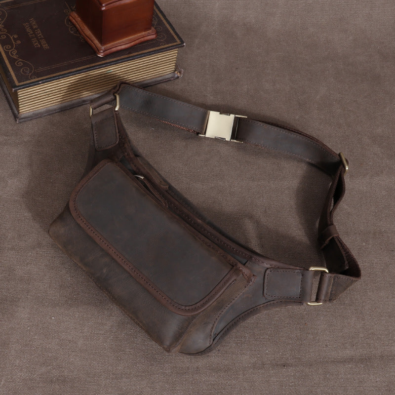 Men's Multifunctional Cowhide Leather Riding Crazy Horse Men's Waist Packs