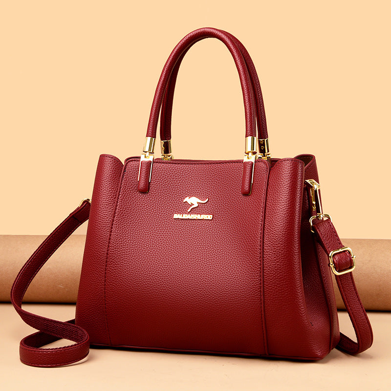 Women's Versatile Large Capacity Soft Leather Mother Handbags