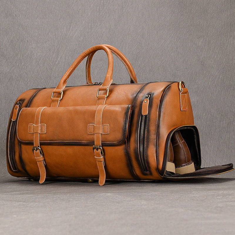Men's Horse Leather Traveling Large Capacity Leisure Cowhide Portable Travel Bags