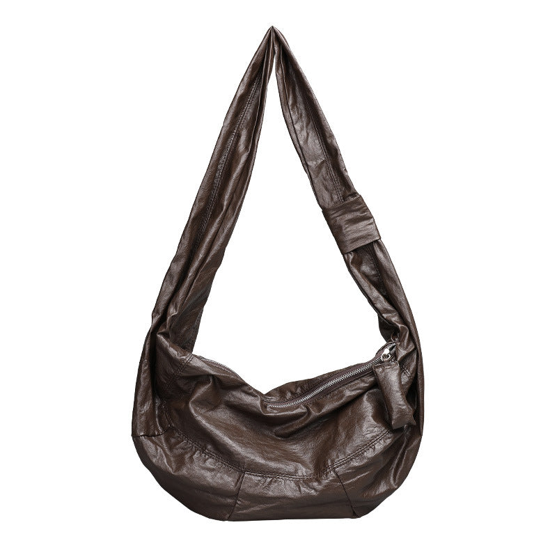 Women's Retro Soft Leather Dumpling Fashion Pleated Shoulder Bags