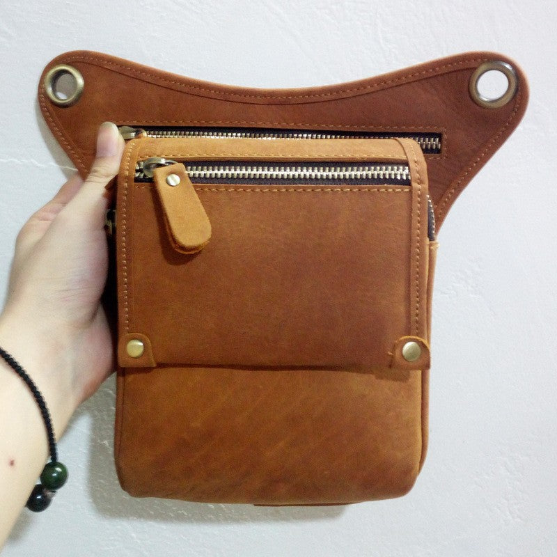 Men's First Layer Cowhide Leather Crazy Horse Men's Waist Packs