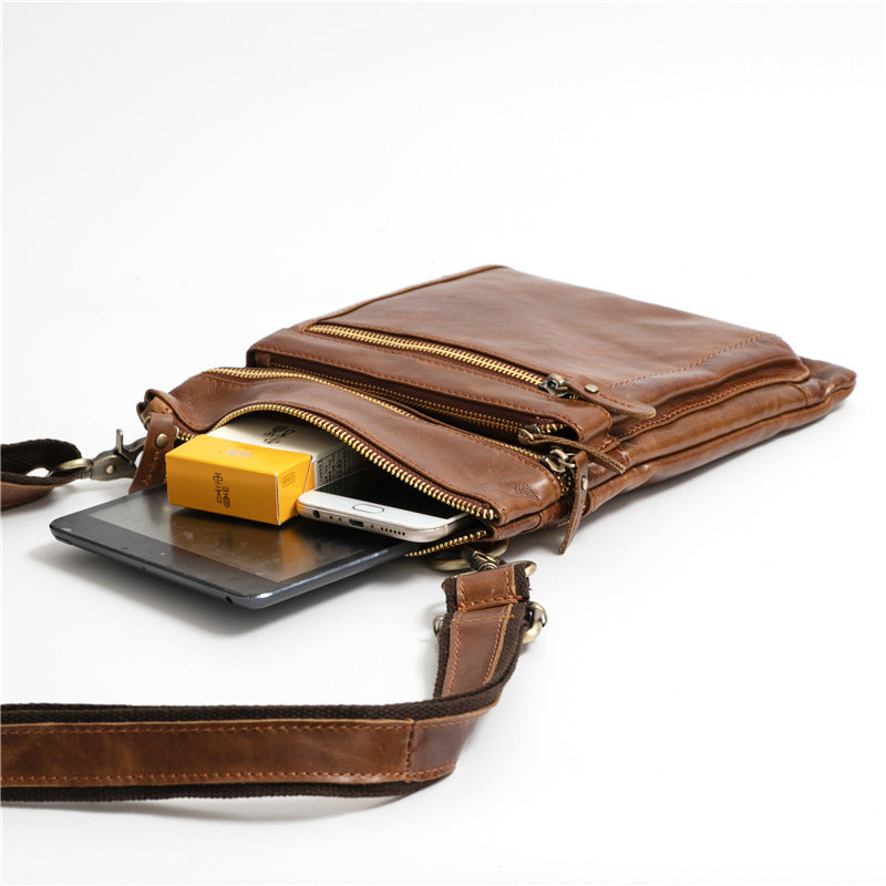 Men's Genuine Leather Pc Vintage Oil Wax Men's Waist Packs