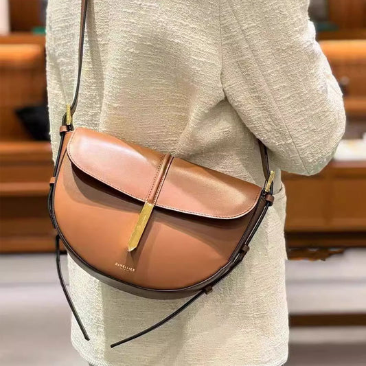 Attractive Leather Patchwork Maroon Fashion Saddle Bags