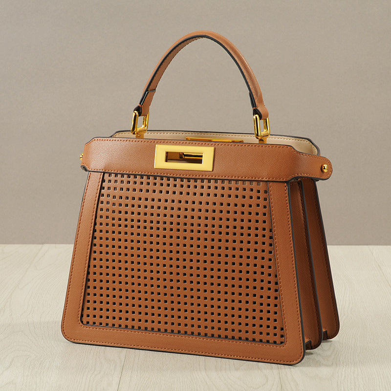 Women's Organ Cow Leather Hollow With Cat Design Crossbody Bags
