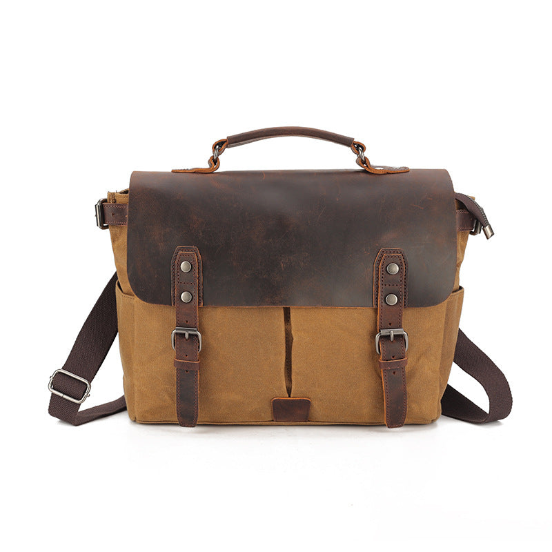 Men's Vintage Oil Wax Canvas With Crazy Men's Shoulder Bags