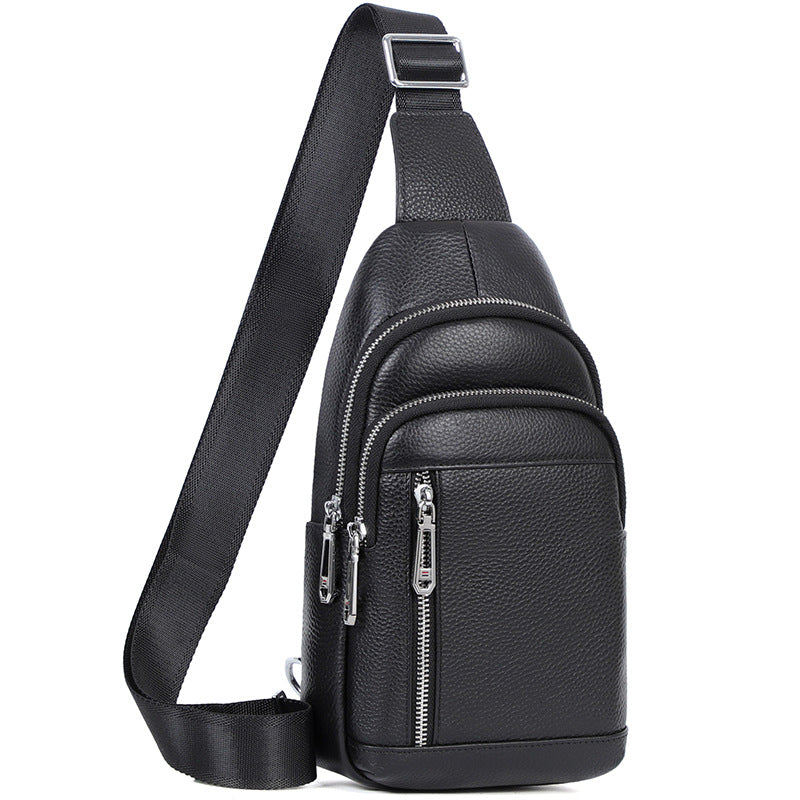 Men's First Layer Cowhide Simple Trendy Men's Chest Bags