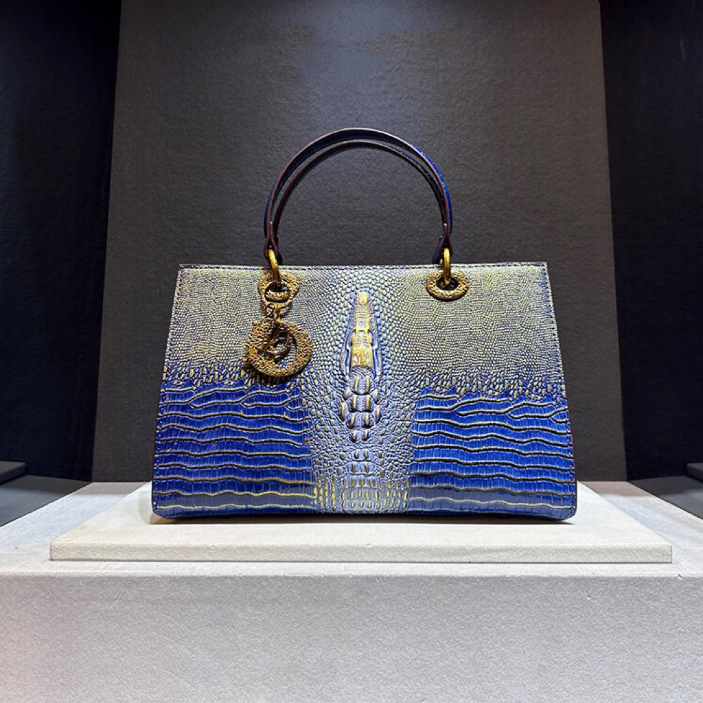Women's High-grade Crocodile Pattern Portable Diana Genuine Crossbody Bags