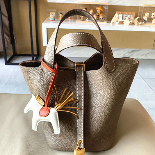 Women's Mother Vegetable Basket Litchi Pattern First Shoulder Bags