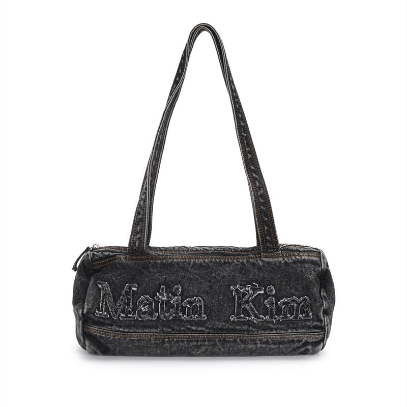 Women's Vintage Embroidery Denim On One Hand Tote Bags