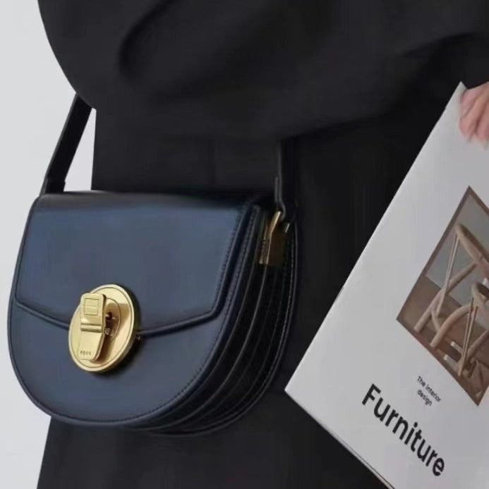 Cans Series Large Saddle Genuine Leather Crossbody Bags