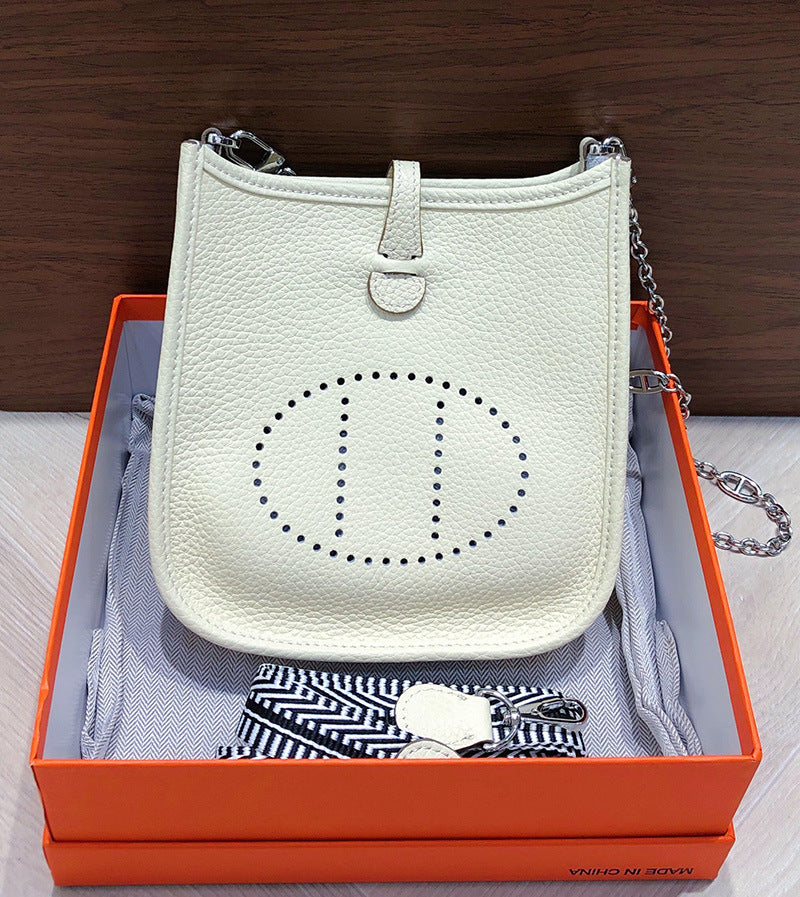 Women's First Layer Cowhide Genuine Leather Lychee Bucket Bags