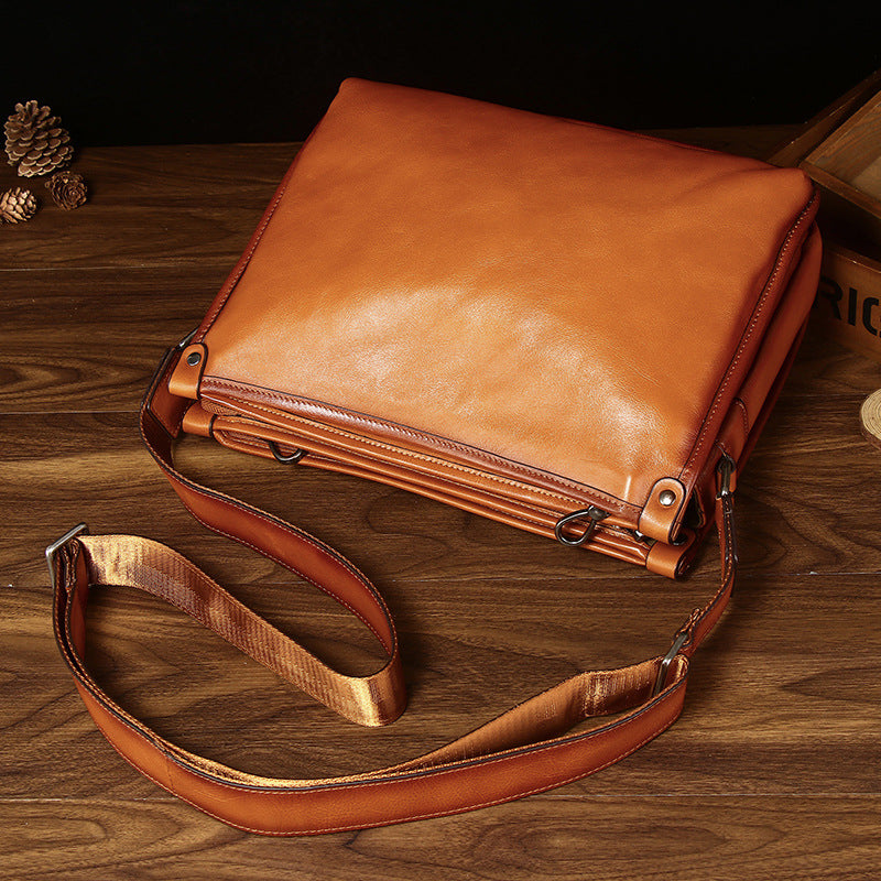 Men's Autumn First Layer Vegetable Tanning Leather Men's Messenger Bags