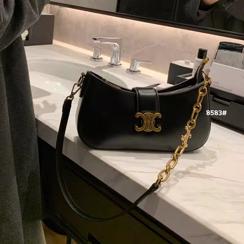 Women's Arc Underarm Genuine Leather Retro Chain Shoulder Bags