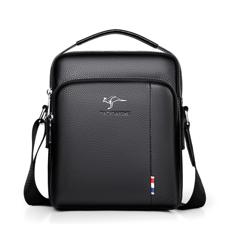 Kangaroo First Layer Cowhide Waterproof Hard-wearing Large Men's Shoulder Bags