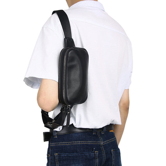 Men's Leather Mini Fashion Cowhide Mobile Simple Backpacks