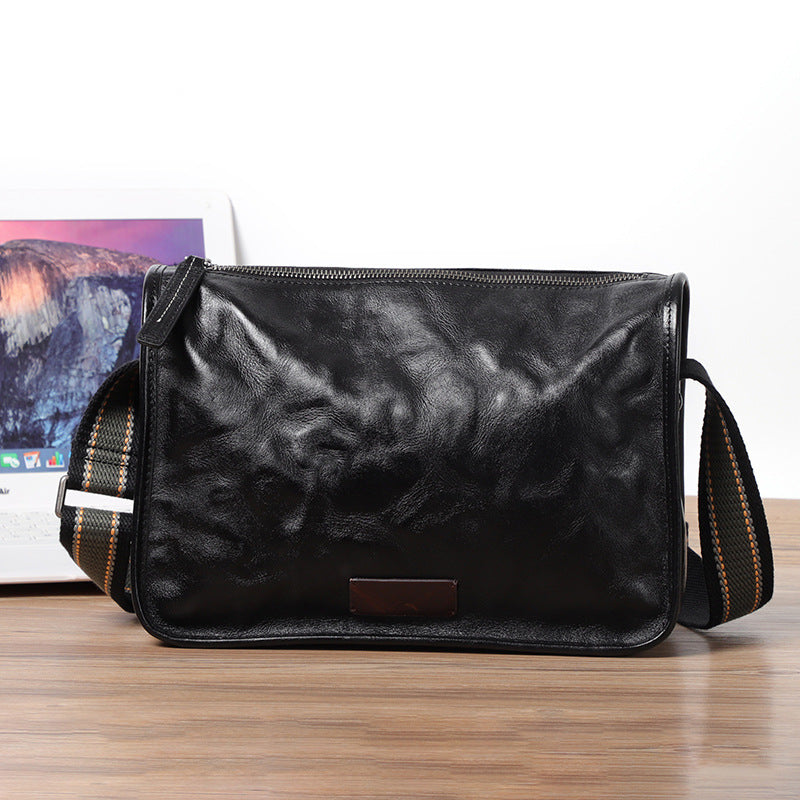 Men's Streaming First Layer Cowhide Genuine Leather Men's Messenger Bags