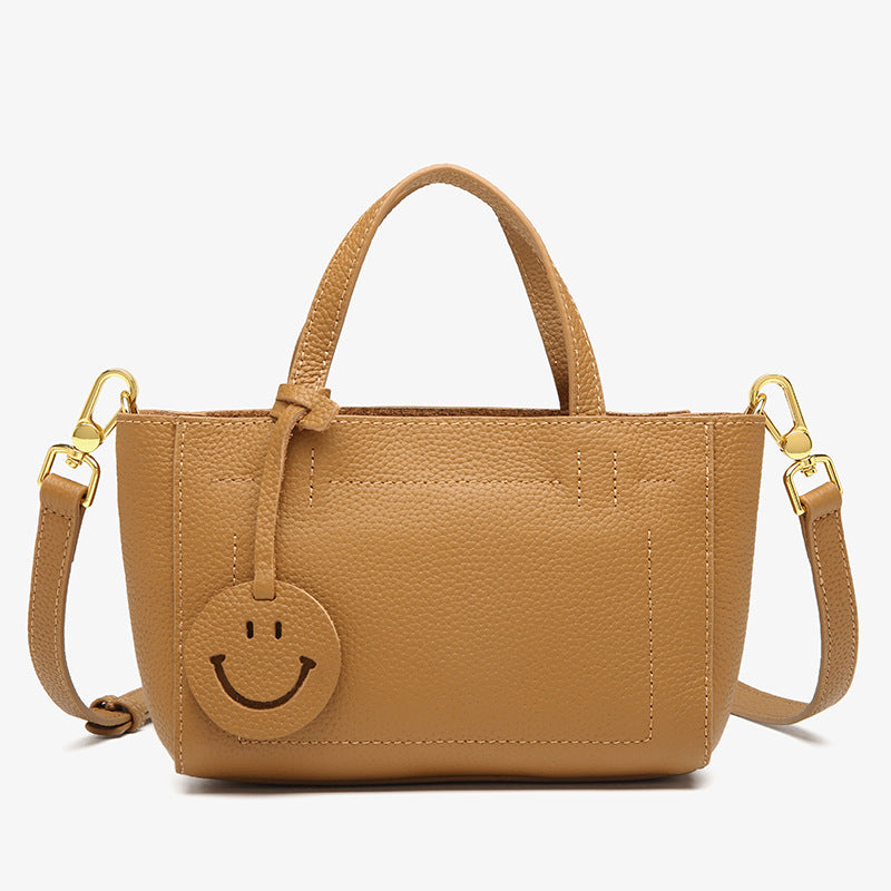 Women's First Layer Cowhide Simple Leather Lychee Pattern Shoulder Bags