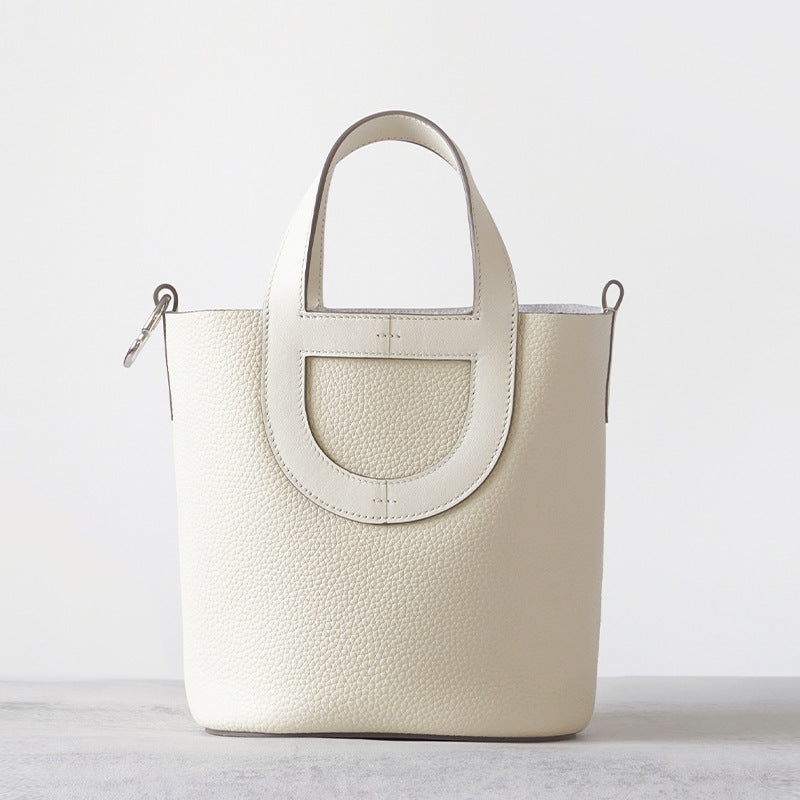 Women's Nose Vegetable Basket Genuine Leather First Bucket Bags