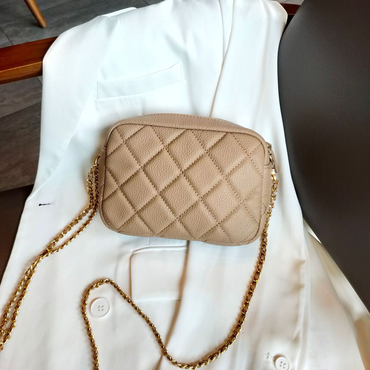 Women's Layer Cowhide Diamond Pattern Fashion Popular Crossbody Bags