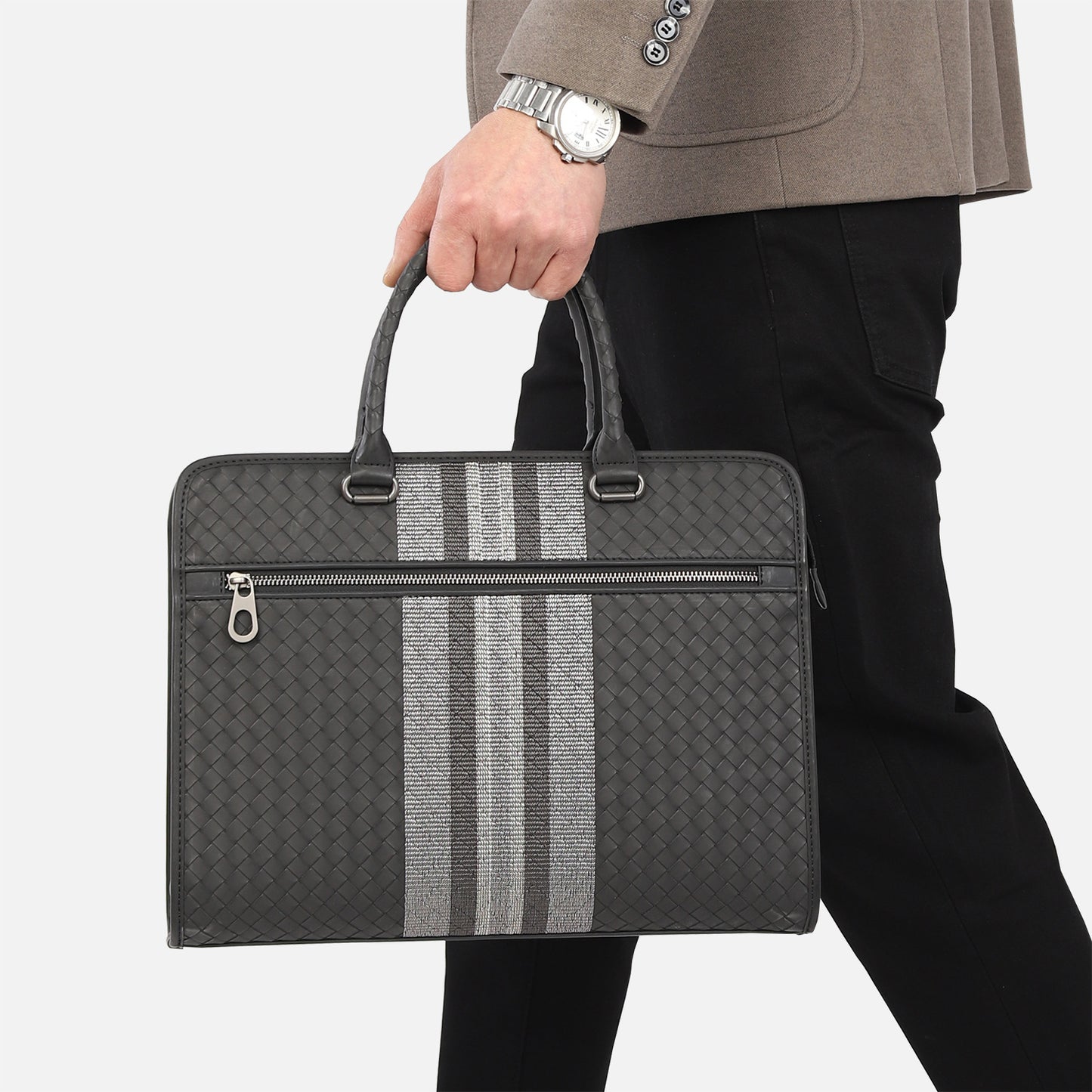 Men's Weaving Waxed Cowhide Portable Business Fashion Men's Shoulder Bags