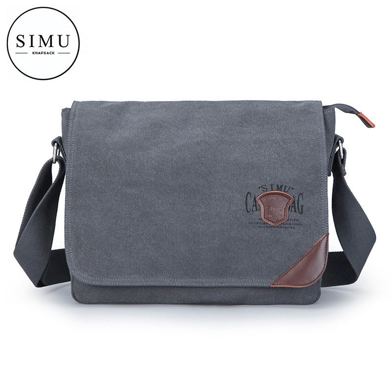 Men's Cool Simple Green Canvas Horizontal Men's Messenger Bags