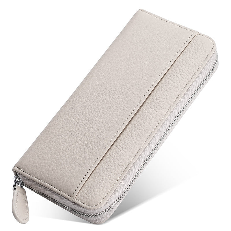 Leather Long Swiping Storage Top Layer Card Holder