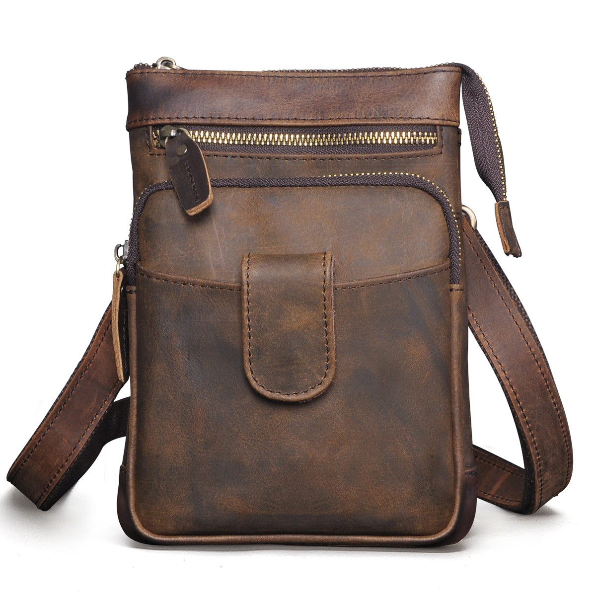 Men's Top Layer Oil Wax Skin Cowhide Retro Men's Chest Bags