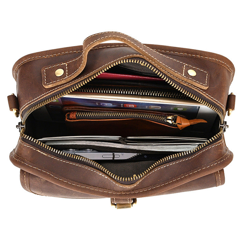 Men's Retro Crazy Horse Leather Trendy Genuine Men's Shoulder Bags