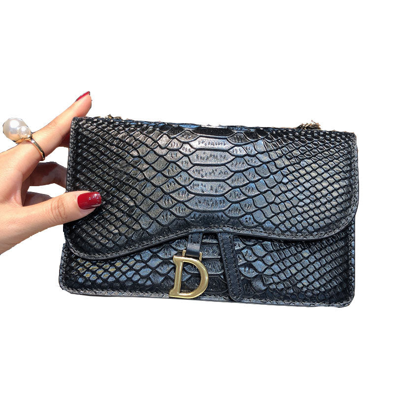 Women's Genuine Leather Fashion Crocodile Pattern Chain Crossbody Bags