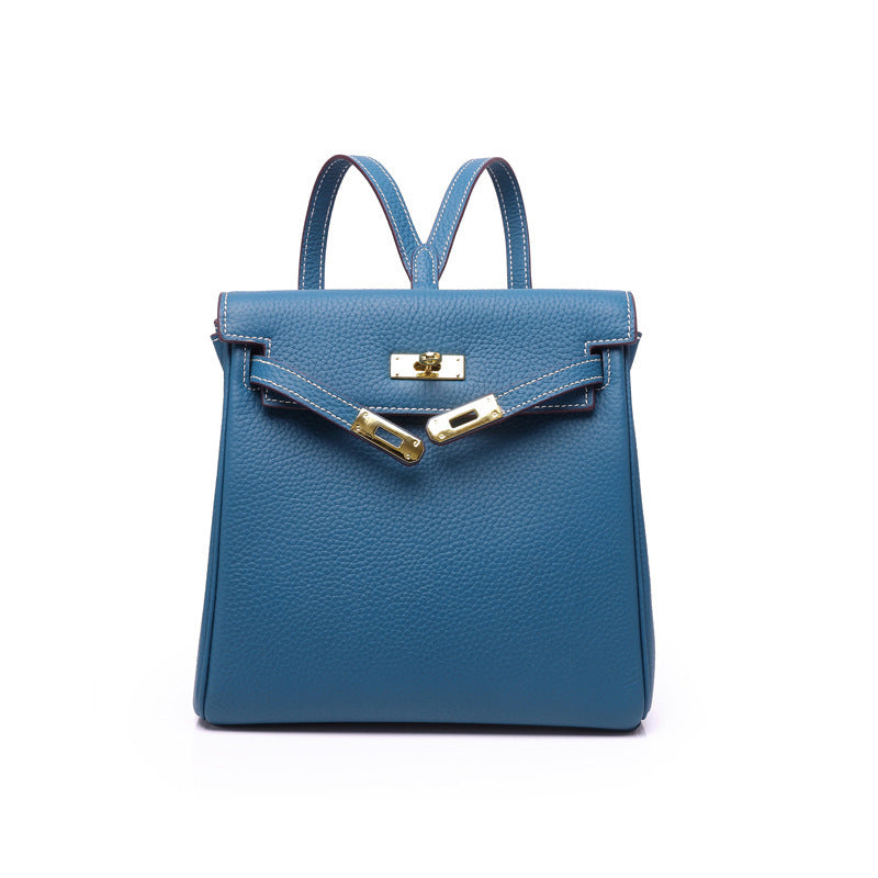 First Layer Cowhide Kelly Platinum Leather Backpacks