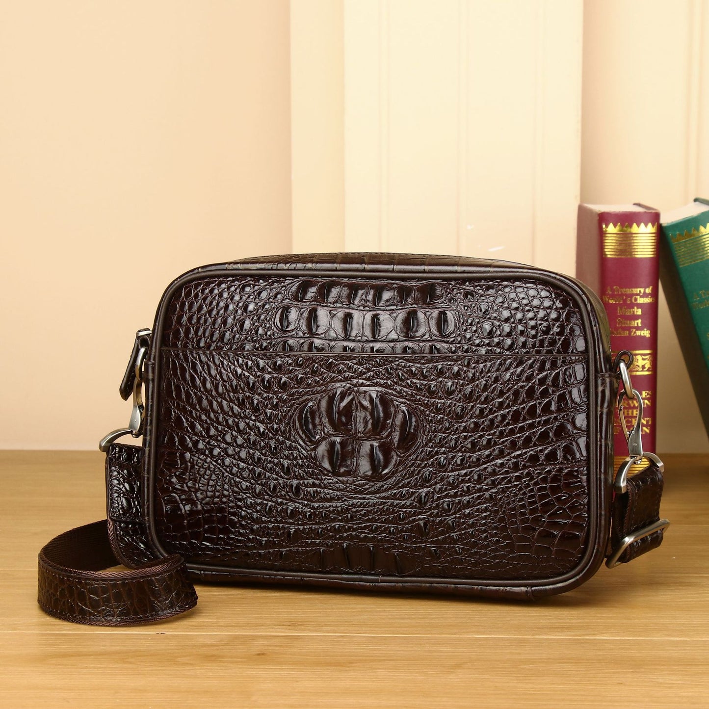 Men's Popular Crocodile Pattern Horizontal Fashion Men's Messenger Bags