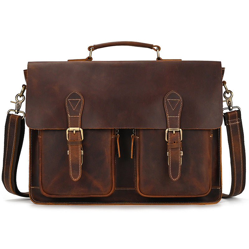 Retro Crazy Horse Leather Large Capacity Handbags