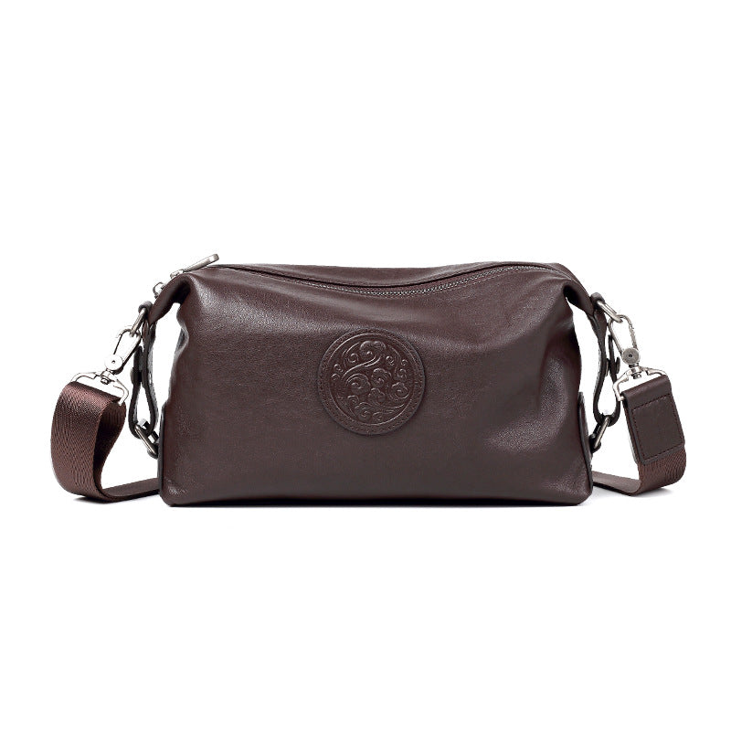Men's Vertical First Layer Cowhide Large Capacity Men's Shoulder Bags