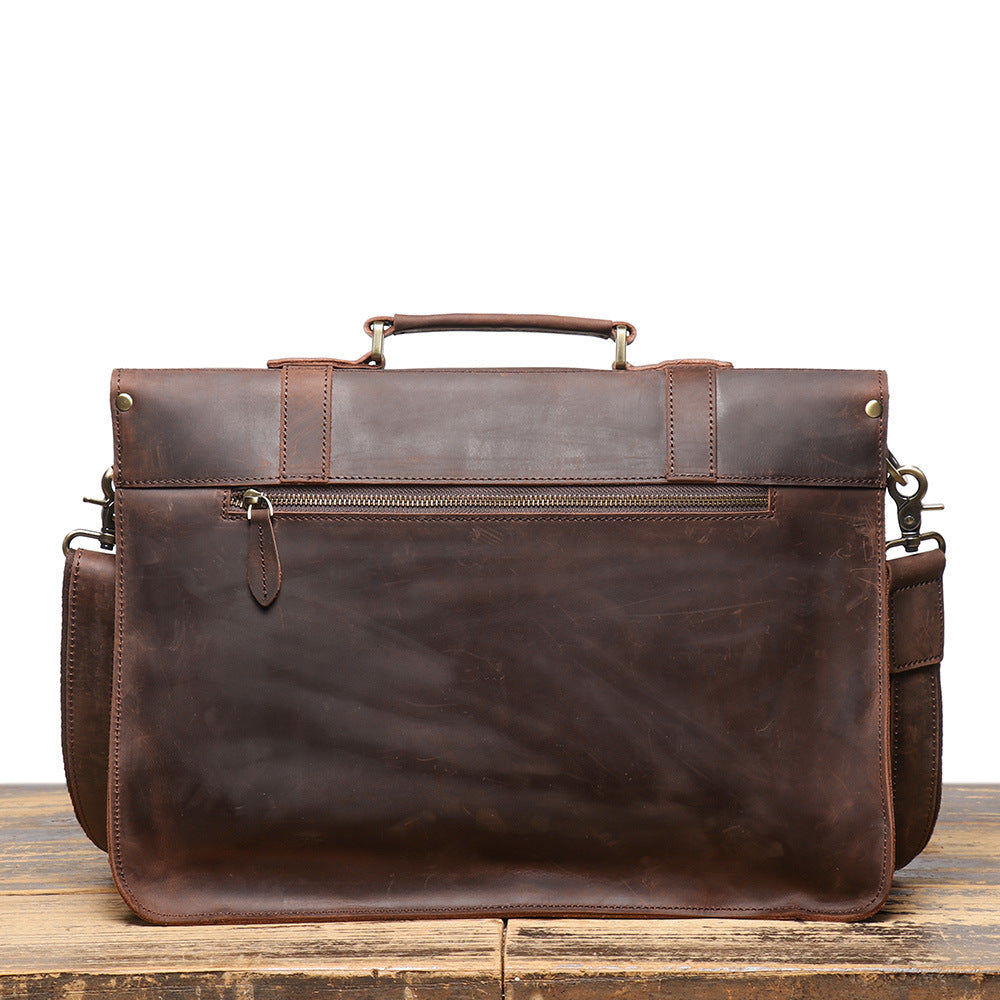 Men's Vintage Crazy Horse Leather Large Capacity Men's Briefcases