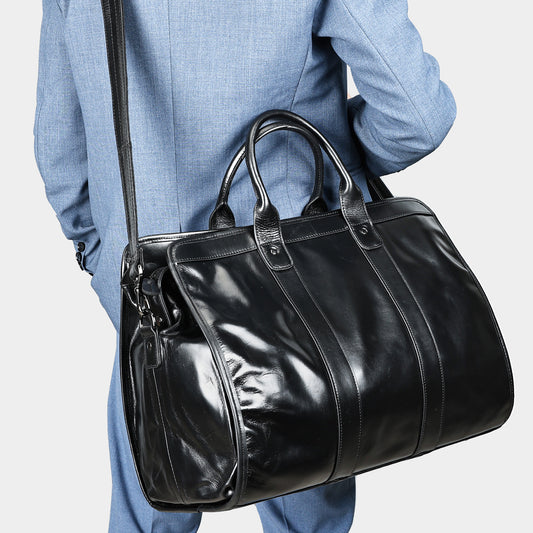 Men's Layer Cowhide Business Trip Large Capacity Travel Bags