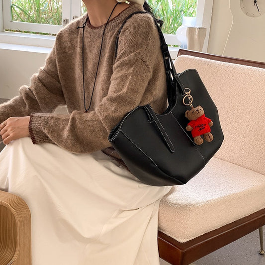 High-grade Versatile Wings Solid Color Large Capacity Commuter Shoulder Bags