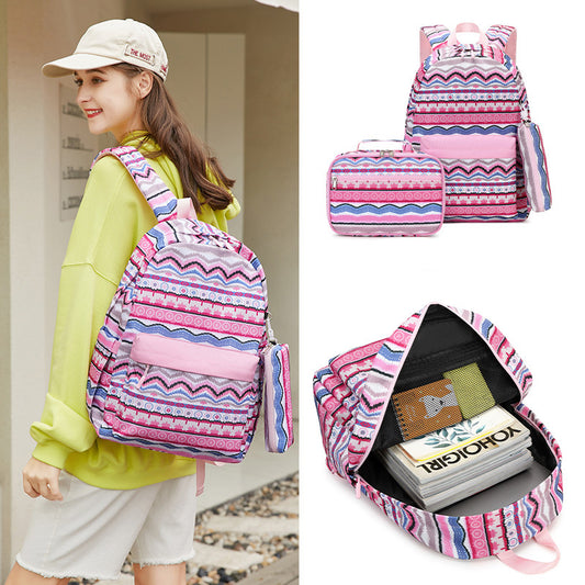 Style Three-piece Female High Striped Waterproof Bags