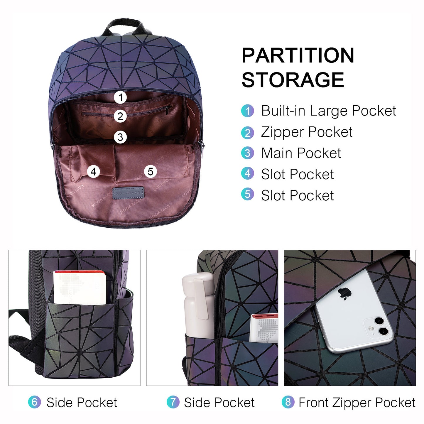 Life House Geometric Luminous Rhombus Unisex Backpacks