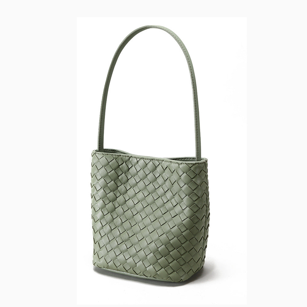 Sheepskin Hand-woven Retro Commuter Niche Korean Bucket Bags