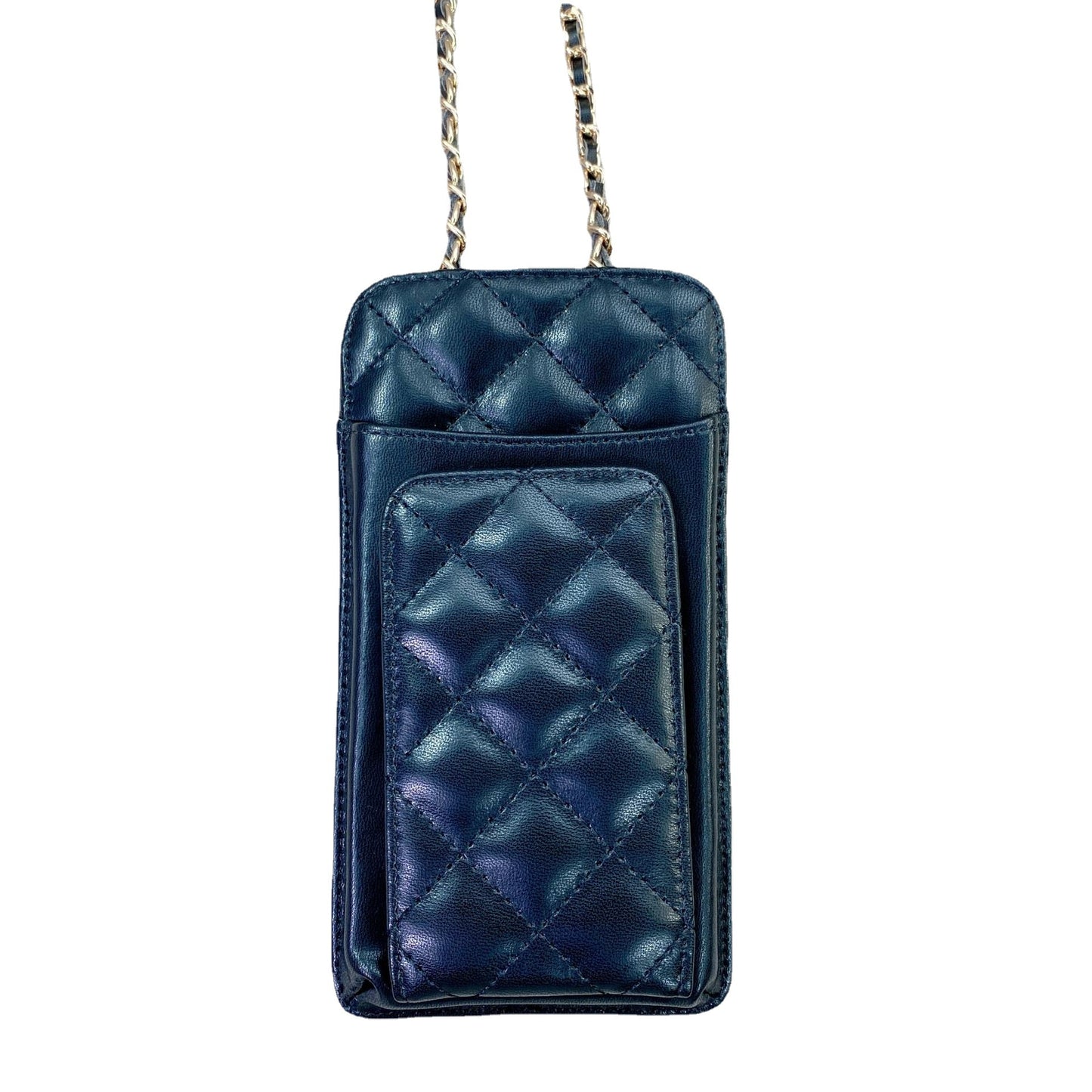 Genuine Leather Classic Style Rhombus Chain Phone Bags