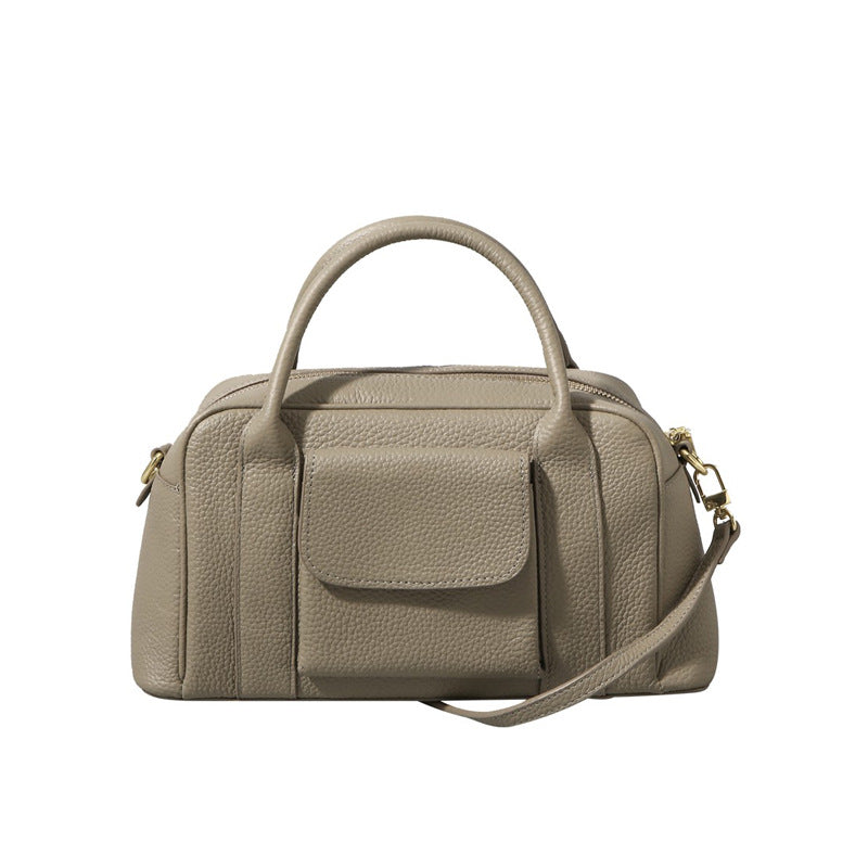 Layer Hand Carrying Cowhide Boston Large Capacity Advanced Handbags