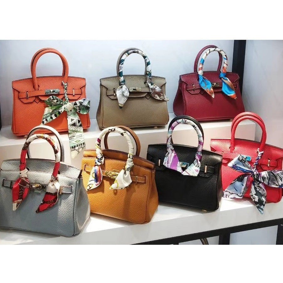 Women's Top Layer Cowhide Lychee Pattern Crocodile Shoulder Bags