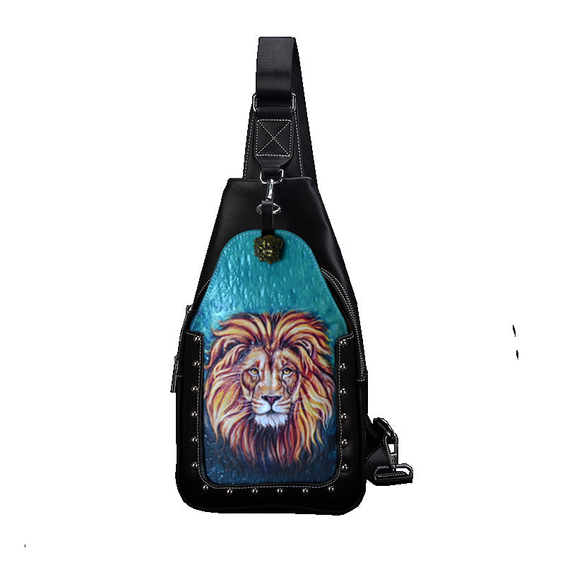 Men's Adjustable Leatherworker Genuine Leather Fashion Cowhide Large Capacity Men's Chest Bags