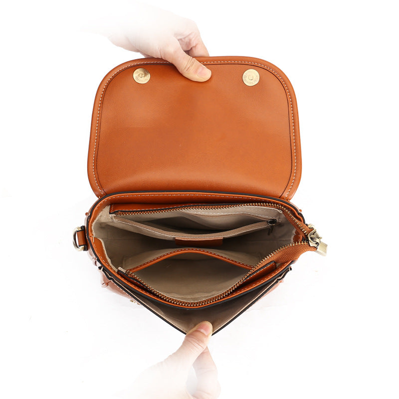 Women's High-grade Design Cattle Leather Soft Interlayer Crossbody Bags