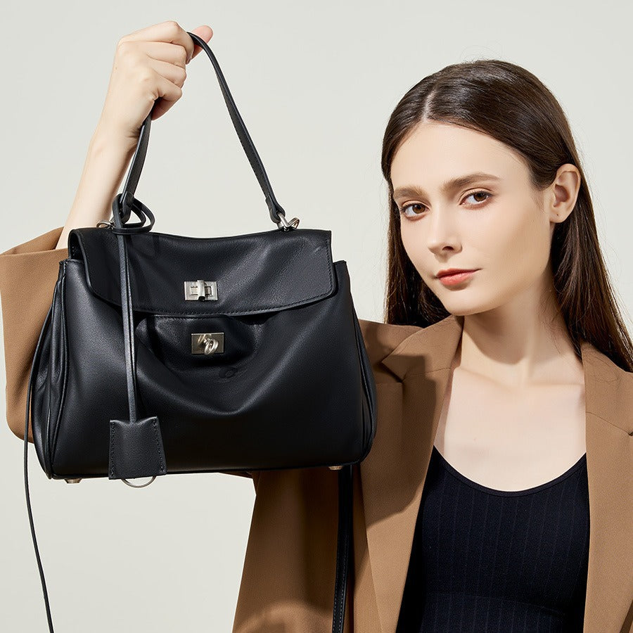 Large Capacity Leather Smooth Commuter Underarm Tote Bags