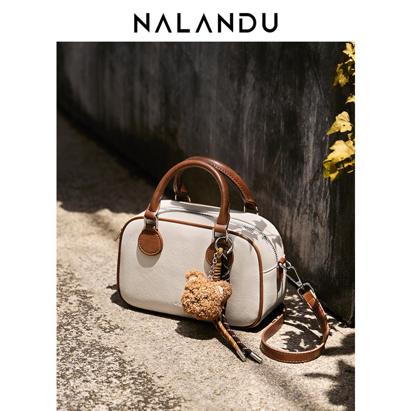 Women's Summer Bowling Niche Vegetable Tanning Leather Handbags