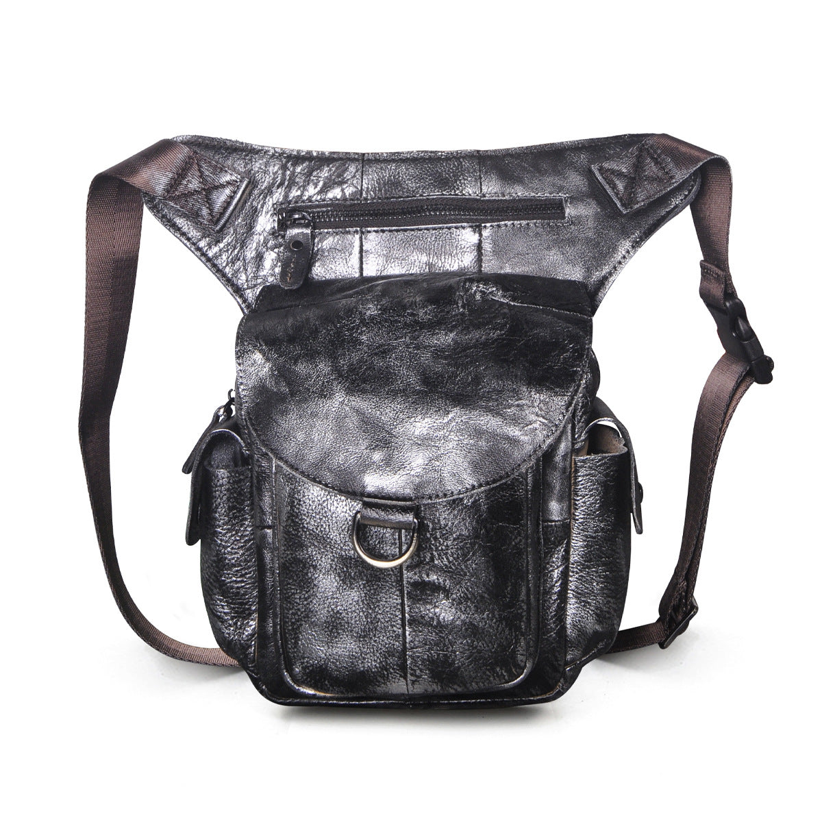 Men's Oil Waxed Leather Cowhide Retro Trendy Cool Men's Chest Bags