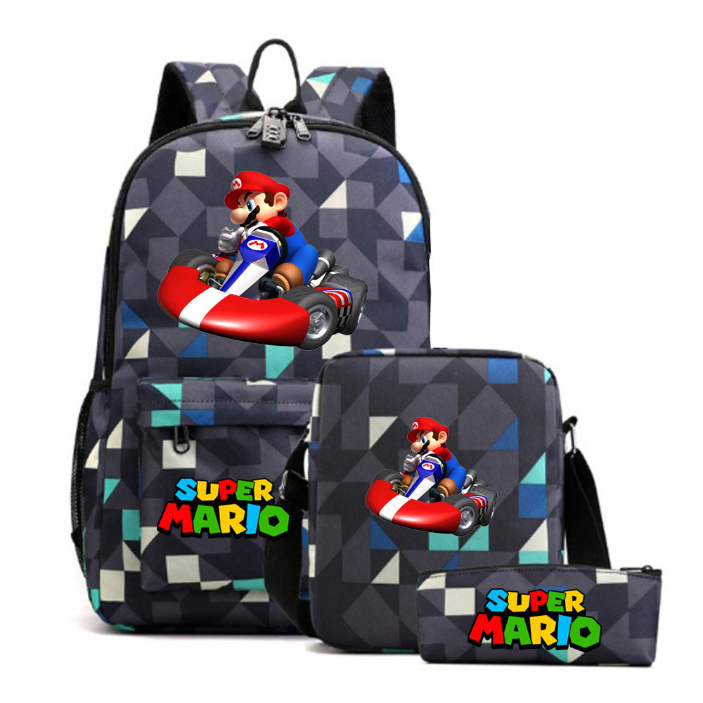 Game Mario Super Mary Three-piece Cartoon Middle School Students' Schoolbags