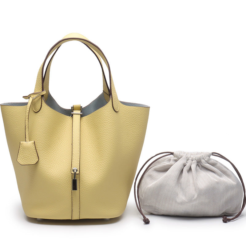 Women's Lychee Pattern First Layer Cowhide Vegetable Handbags
