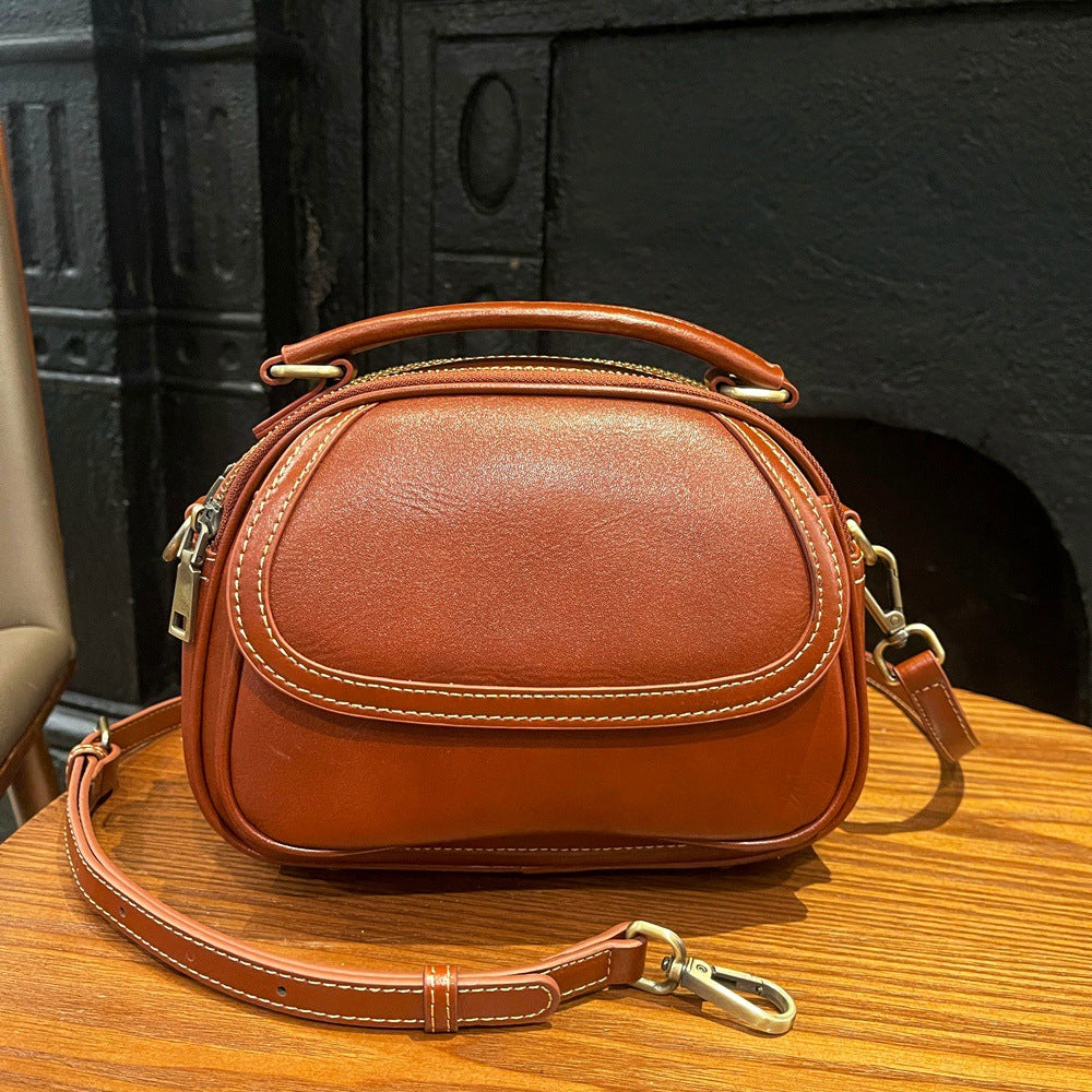 Women's First Layer Cowhide Round Live Broadcast Crossbody Bags